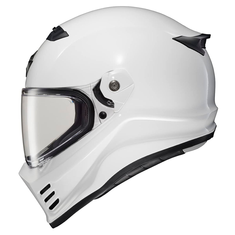 ScorpionEXO Covert FX EverClear shield close-up highlighting fog-free vision and UV protection