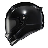 ScorpionEXO Covert FX helmet front view in gloss black, highlighting aerodynamic silhouette for city riding