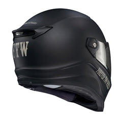 On-model shot of ScorpionEXO Covert FX in matte black with streamlined aerodynamics