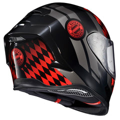 ScorpionEXO R1 Air emergency-release cheek pads for quick removal.