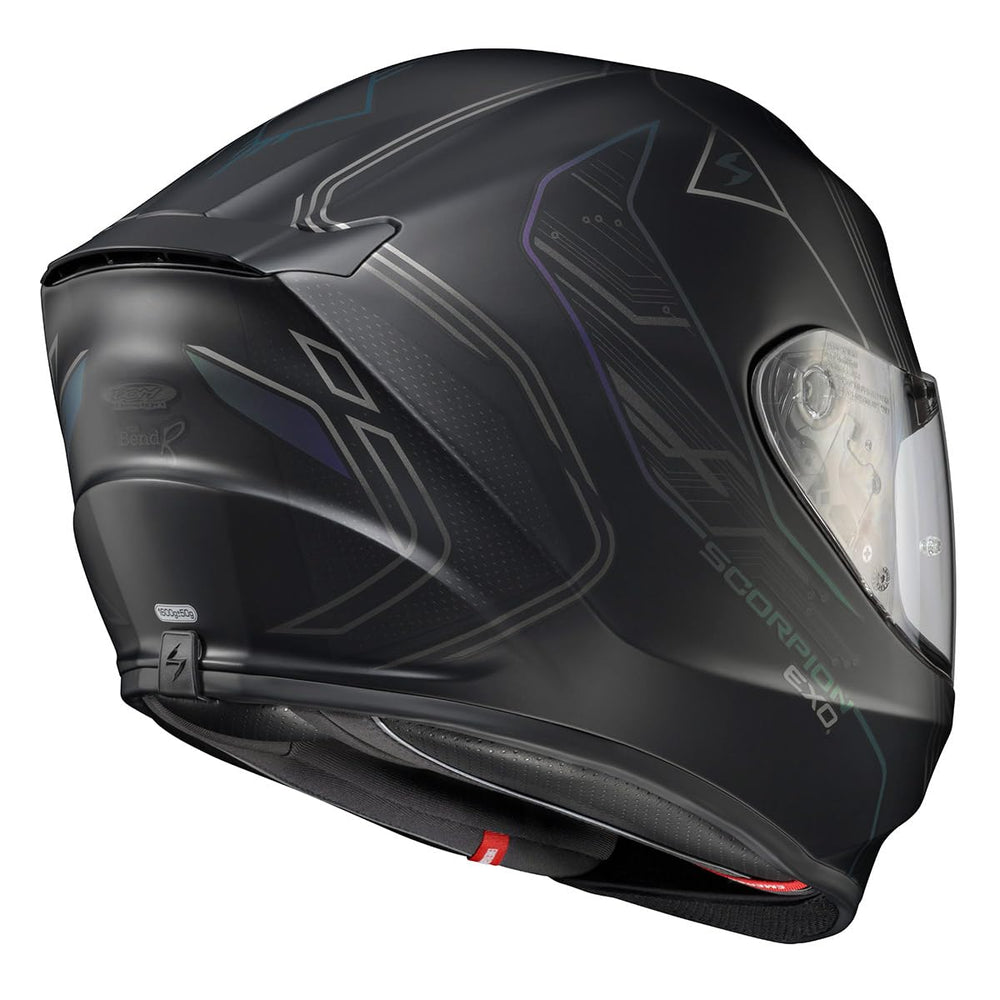 ScorpionEXO R330 emergency release system for safer helmet removal.