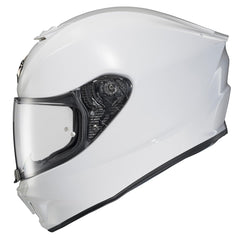 ScorpionEXO R330 full-face helmet front view highlighting wide eye port for visibility