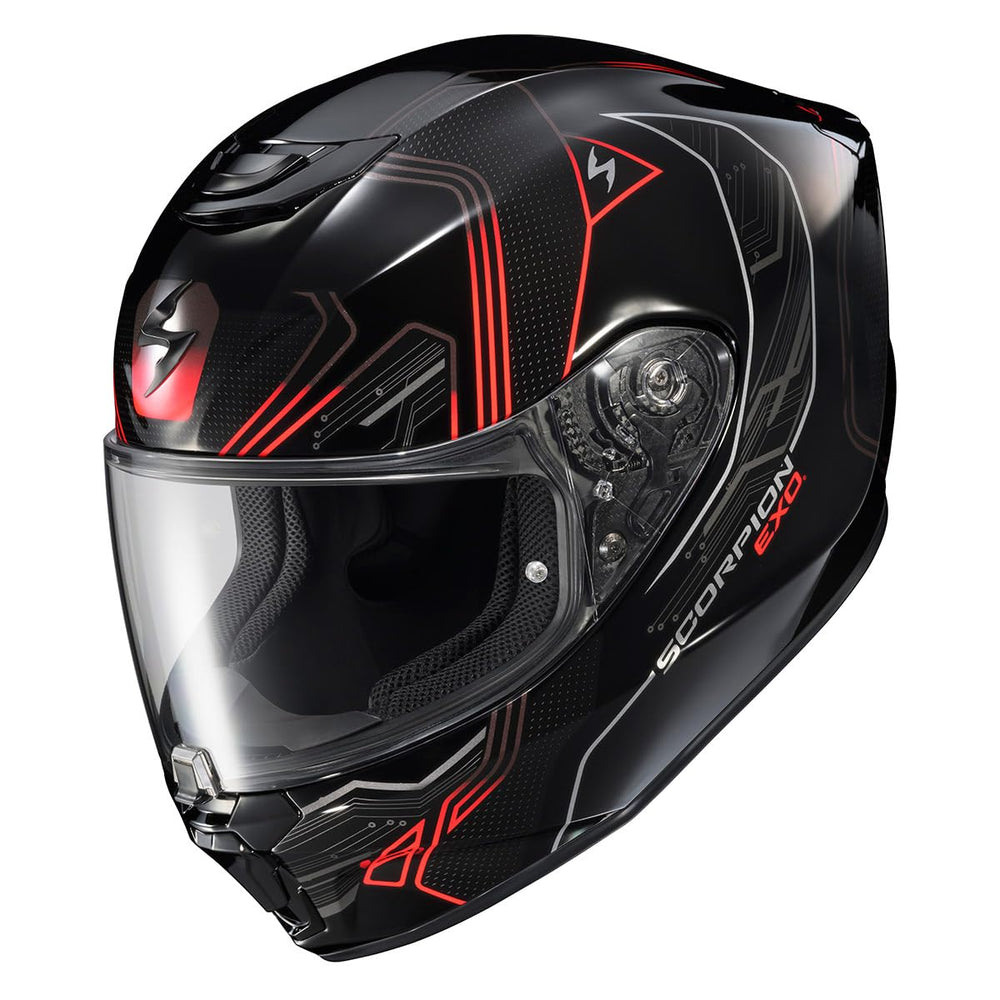 ScorpionEXO R330 Pinlock-ready shield close-up for fog-free visibility