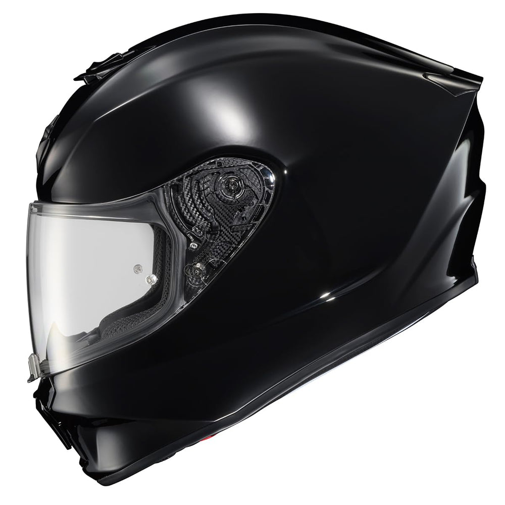 ScorpionEXO R330 solid black front view helmet with aerodynamic profile and bold visibility