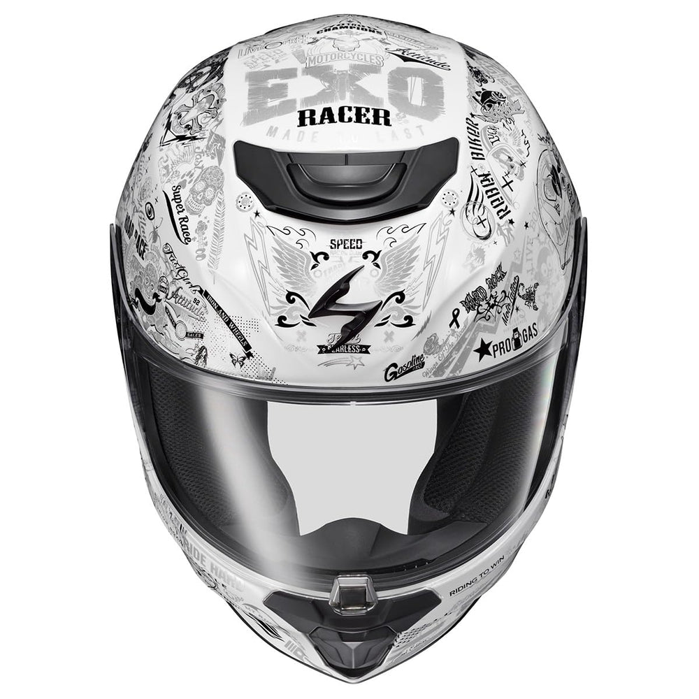 ScorpionEXO R420 EverClear anti-fog shield delivers clear vision and UV protection.