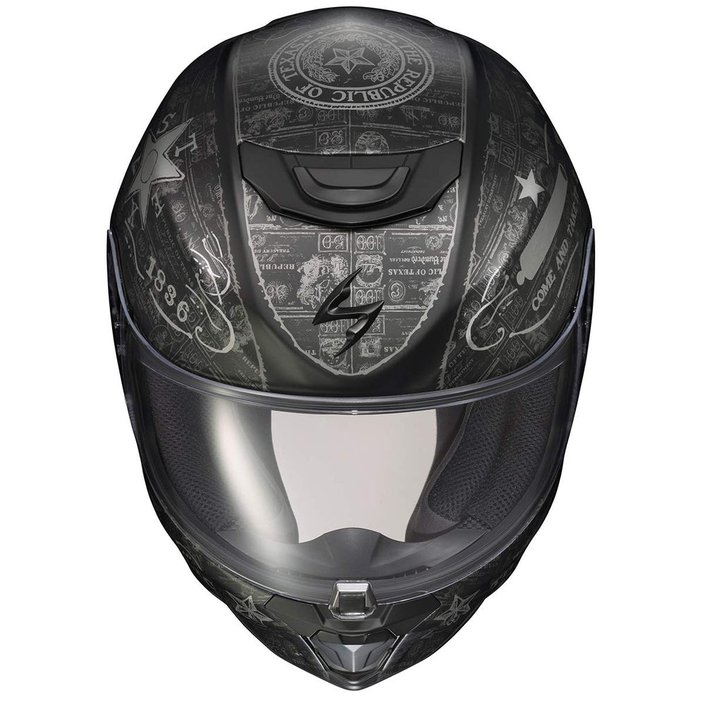 ScorpionEXO R420 Lone Star aero skirt and breath deflector reducing wind noise