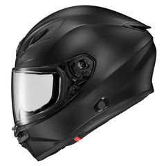 ScorpionEXO R430 matte black front view highlighting the aerodynamic profile for riders