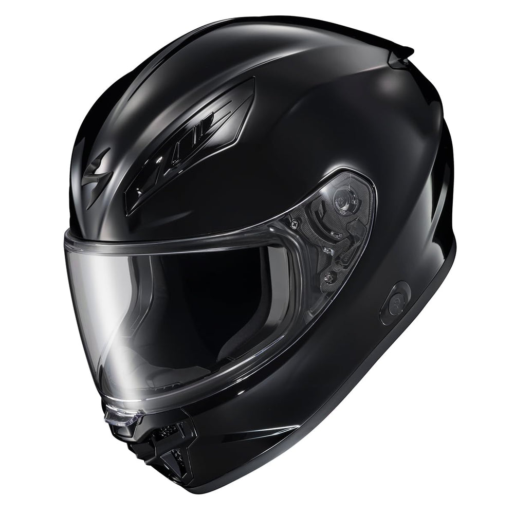 ScorpionEXO R430 side view highlights compact profile and secure shield system for stability