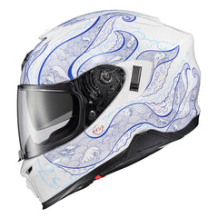 ScorpionEXO T520 full-face helmet Nama-Shimi white/blue front view for touring comfort