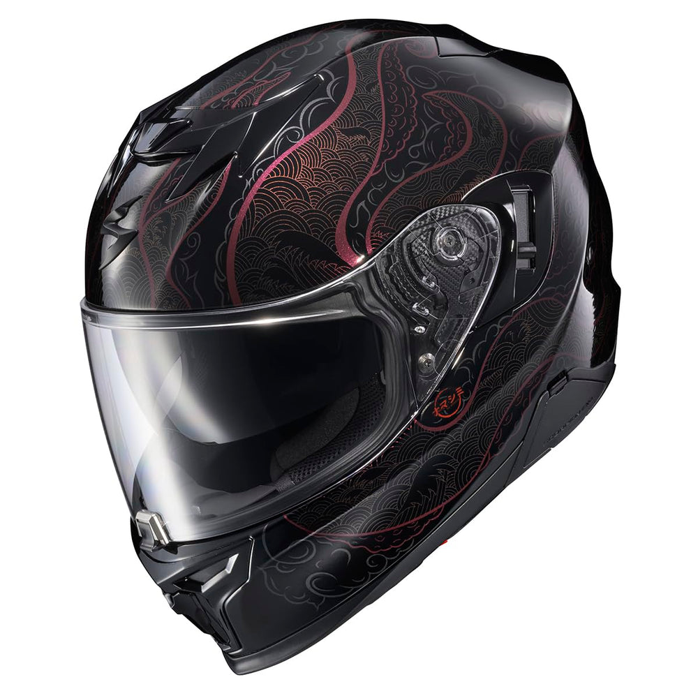 ScorpionEXO T520 full-face helmet side view in black-chameleon showing sleek fit