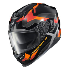 ScorpionEXO T520 orange side view with Bluetooth pockets for on-the-go gear