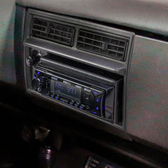Scosche GM1500B standard DIN cutout 50x180 accommodates many radios.