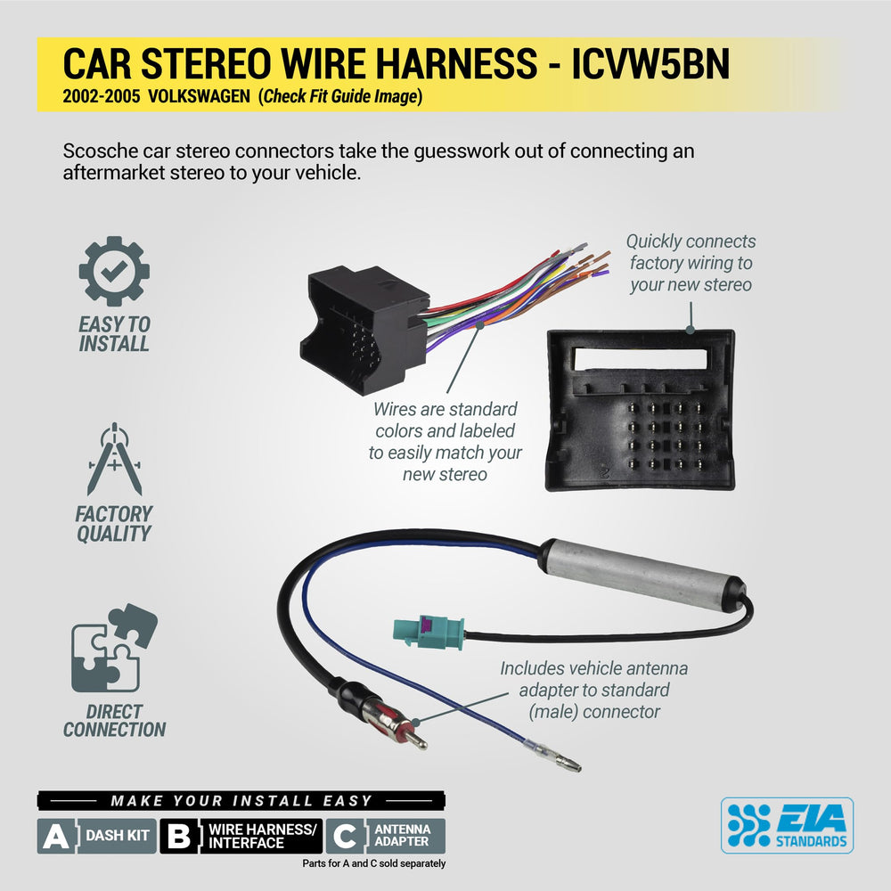Scosche ICVW5BN installation instructions highlight a DIY-friendly process.