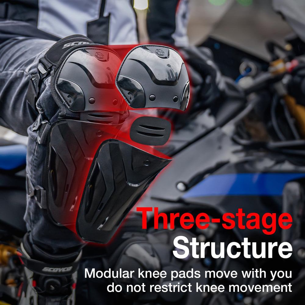 Scoyco knee pads adjustable straps create a snug, secure fit.