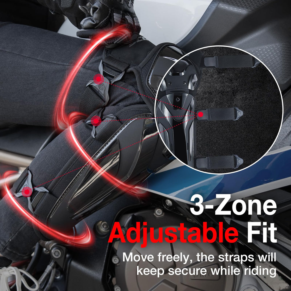 Scoyco knee pads quick-release buckles simplify on-the-go adjustments.