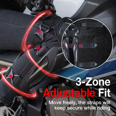 Scoyco knee pads quick-release buckles simplify on-the-go adjustments.