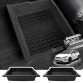 SCREW RHINO under-seat storage box under Tesla Model X showing compact organization under seats