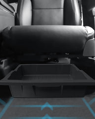SCREW RHINO under-seat bin storing umbrellas and drinks to prevent spills
