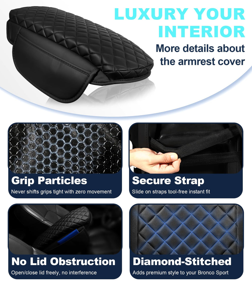 SDPVorn Bronco Sport armrest cover features non-slip bottom for secure placement.