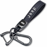 SDSHSM genuine leather keychain for Jeep Wrangler with braided rope and durable zinc alloy.