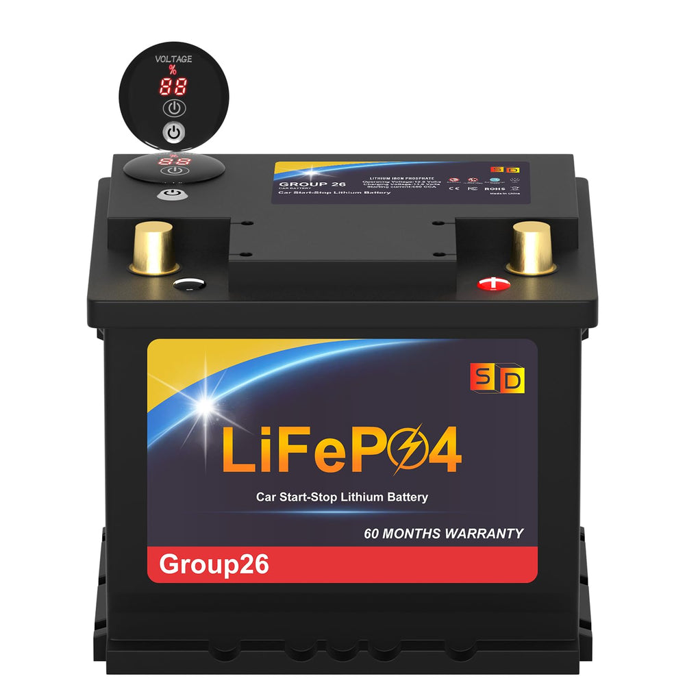 SDULIBITIY lithium car battery front view for reliable start-stop performance