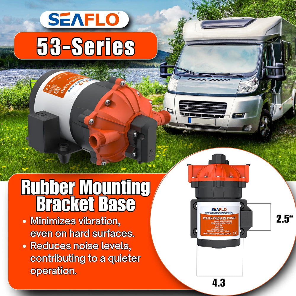 SEAFLO 53-Series self-priming feature with up to 6 feet suction lift