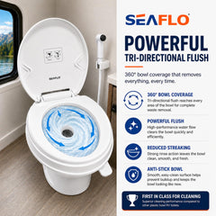 SEAFLO gravity flush delivering efficient cleaning with controlled water use