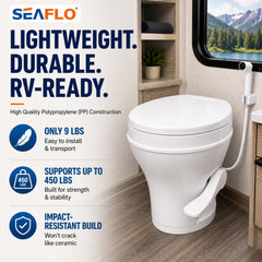 SEAFLO RV toilet 18.4-inch residential height for familiar comfort during travel