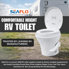 SEAFLO RV toilet universal installation compatible with standard RV plumbing