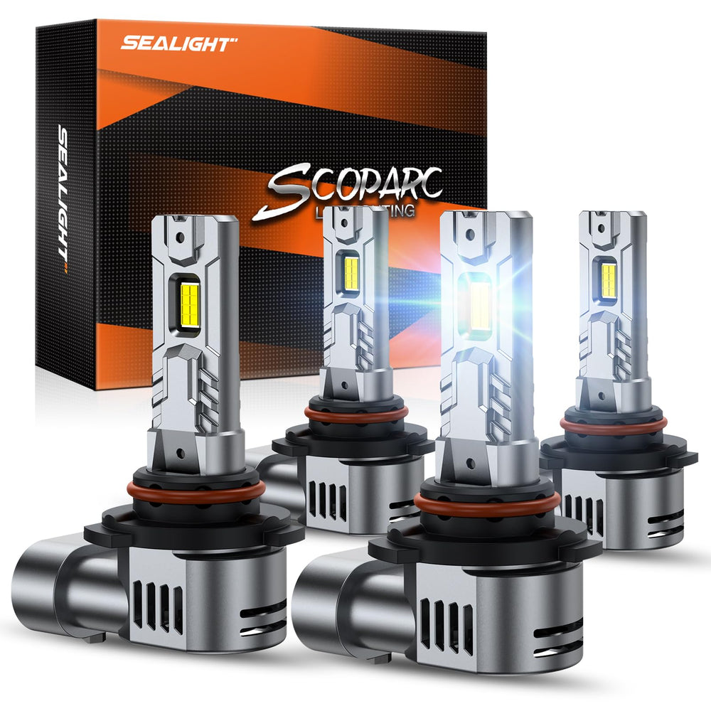 SEALIGHT 9005/9006 bulbs front view showing bright night visibility