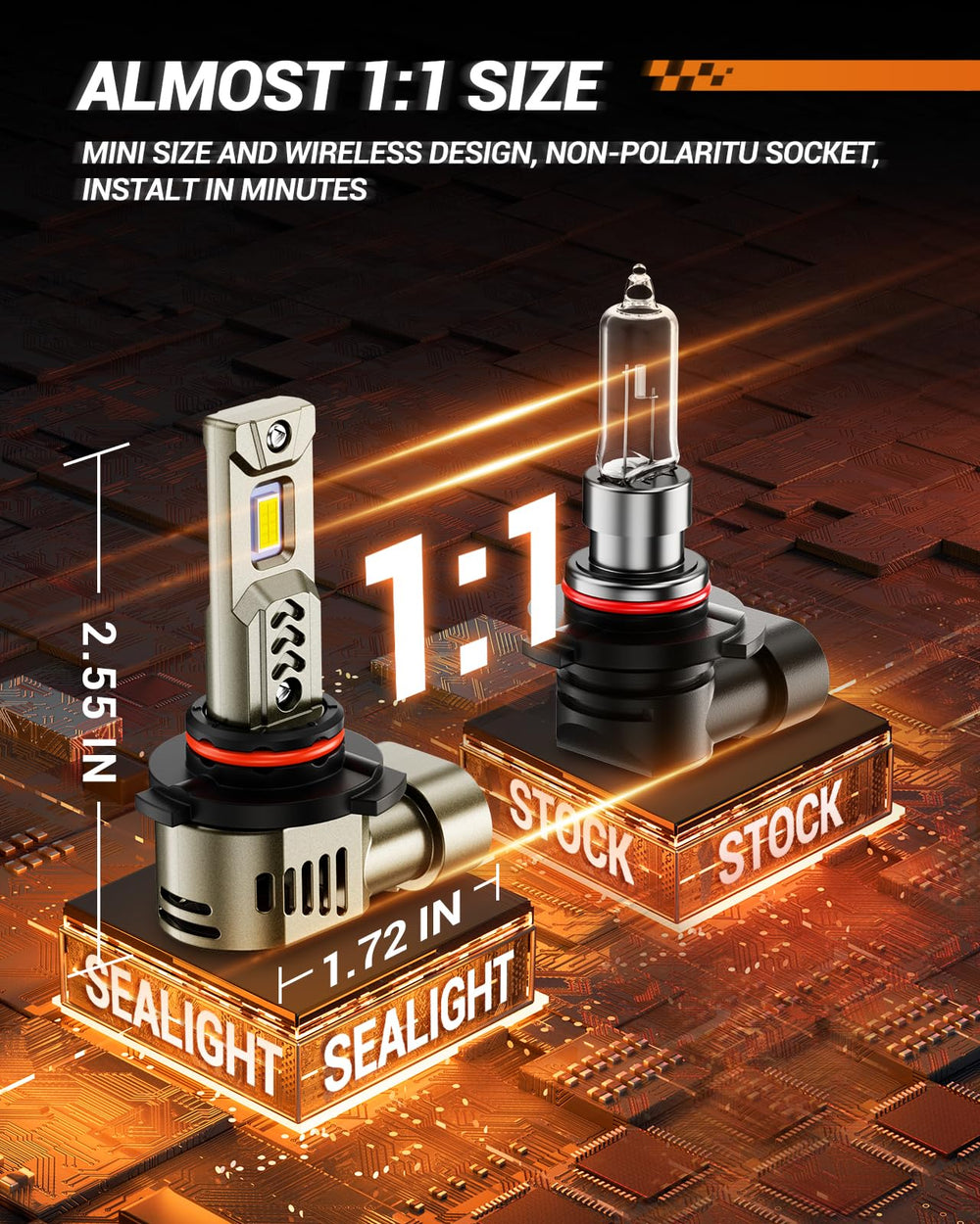 SEALIGHT 9005 plug-and-play installation for quick, tool-free setup.