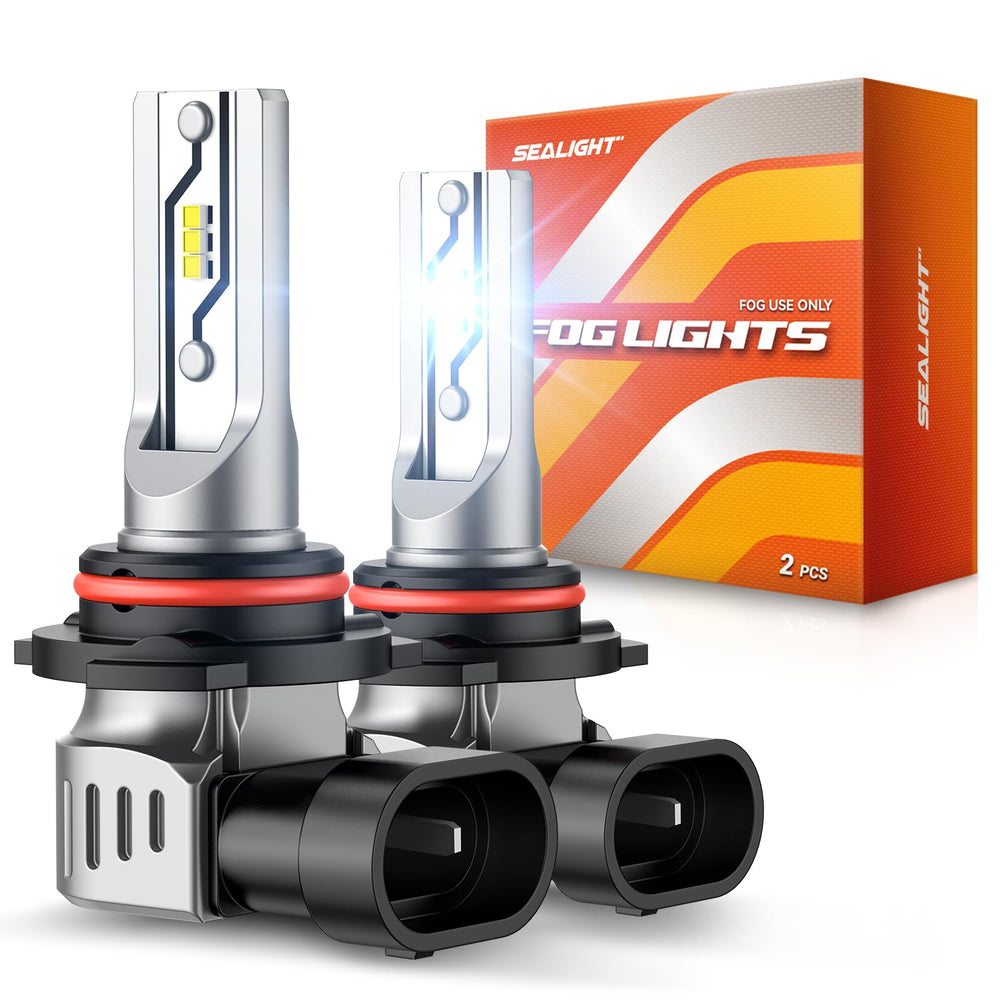 SEALIGHT H10 LED fog bulbs front view showing enhanced visibility in fog and rain