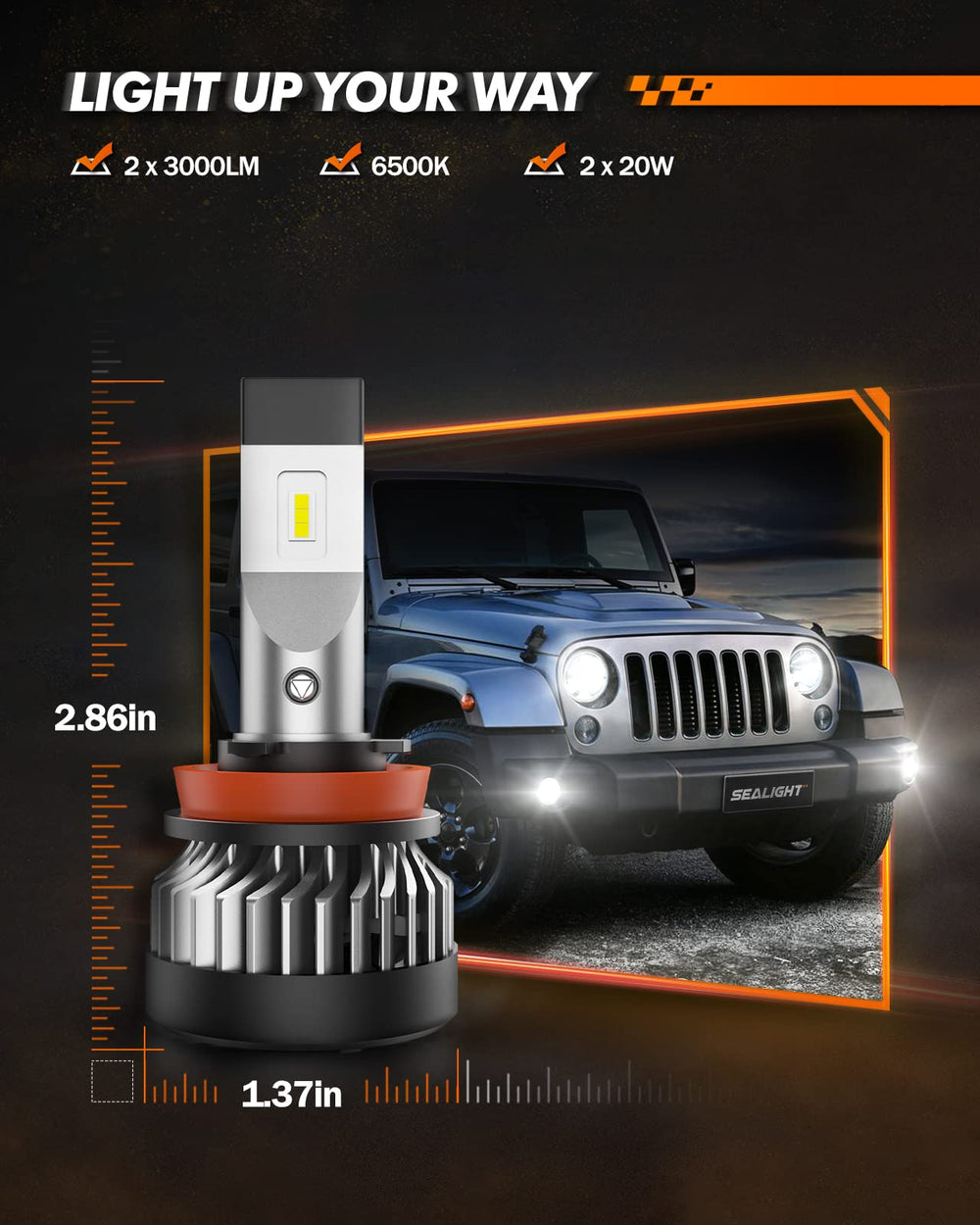 SEALIGHT turbo fan cooling maintains brightness and extends bulb life