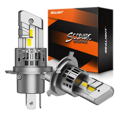 SEALIGHT H4/9003/HB2 bulbs front view with bright nighttime illumination