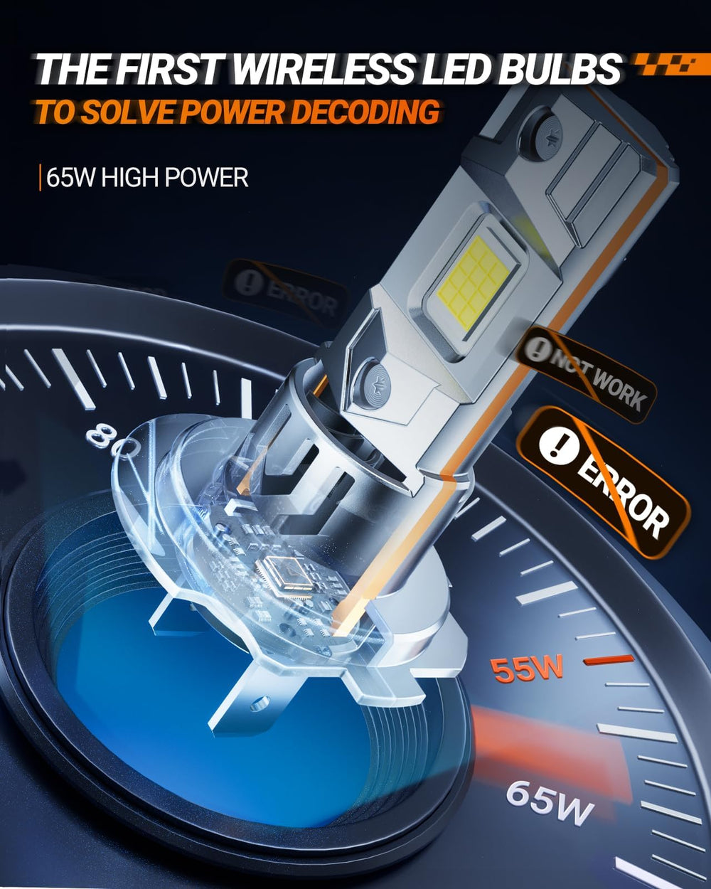 SEALIGHT H7 fog bulb emitting a sharp beam to improve fog visibility.