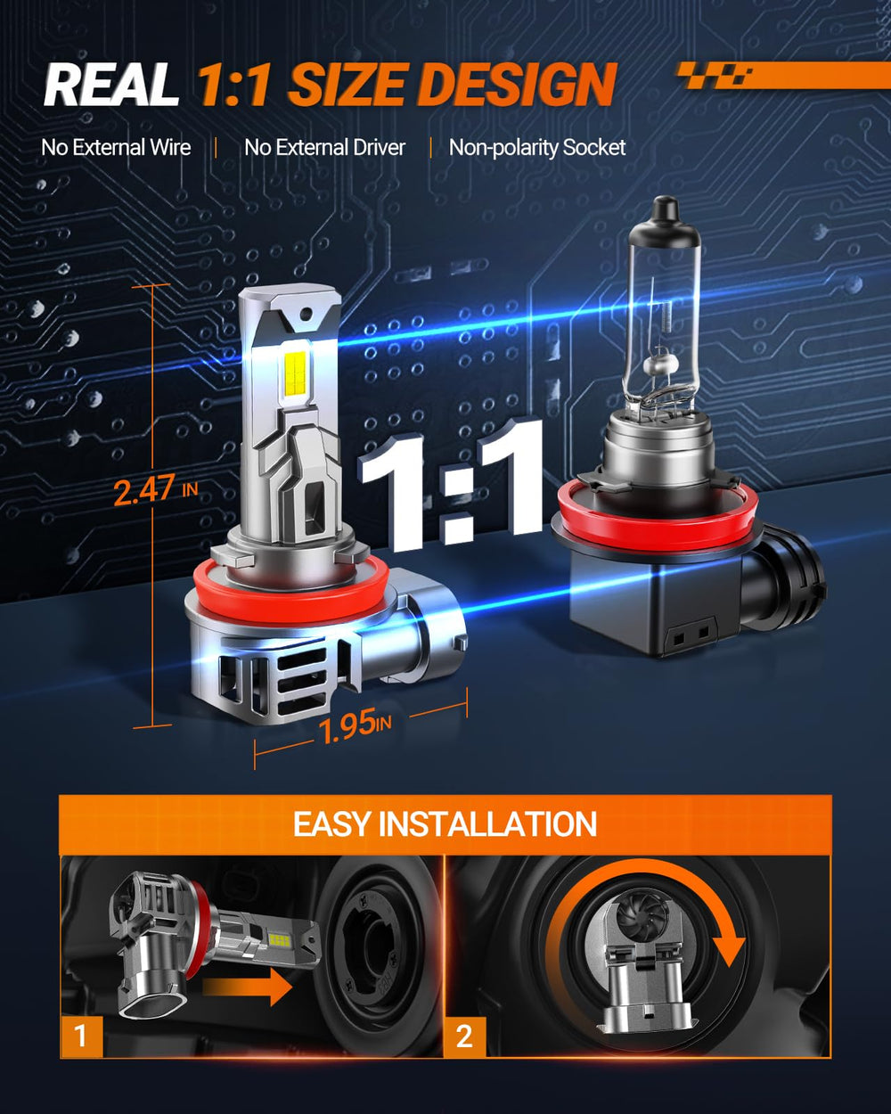 SEALIGHT S1-Pro H11 bulb long life up to 60,000 hours