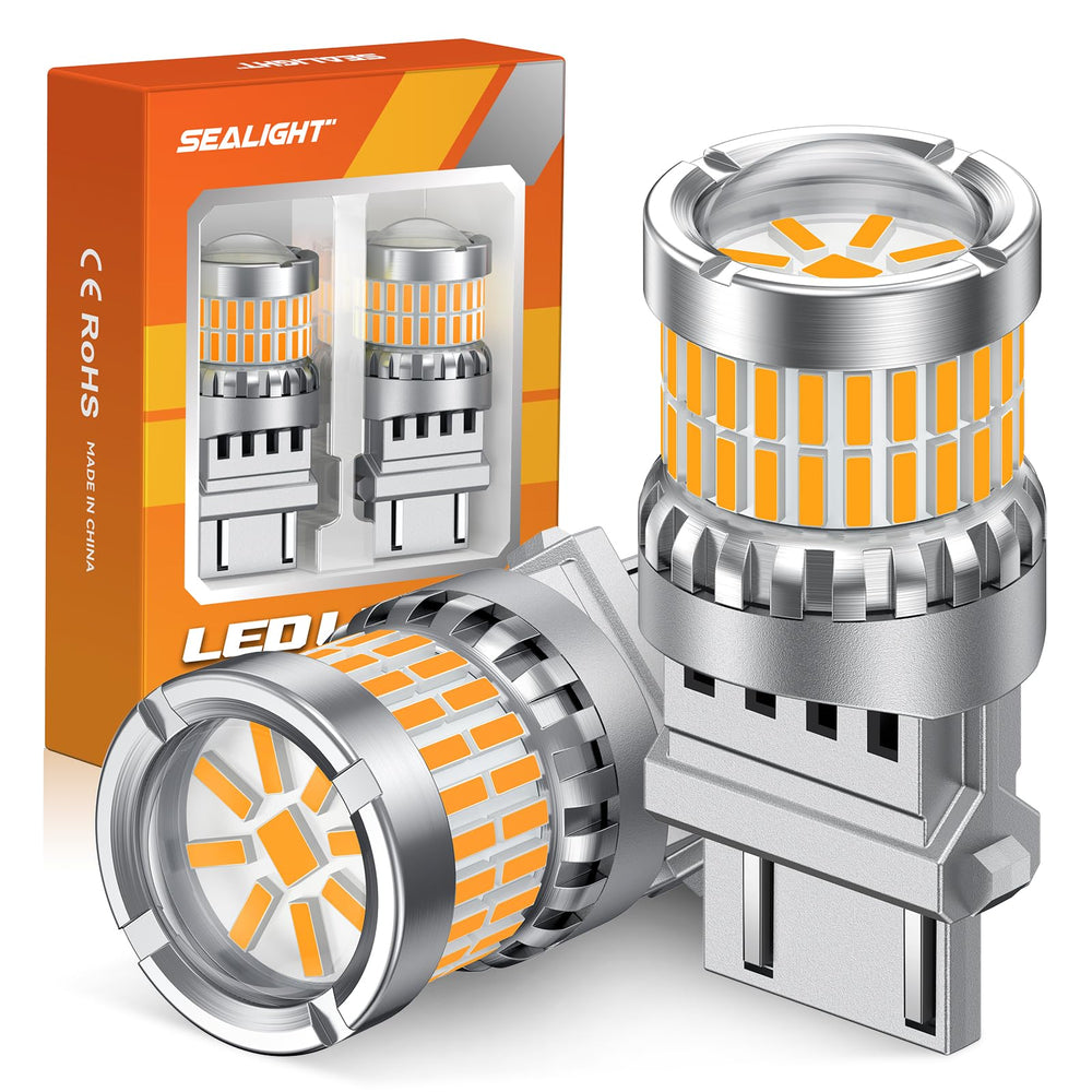 SEALIGHT 3157 amber turn signal with projector lens for clearer signaling.
