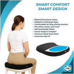 Sealy tailbone-relief cushion helps sit comfortably longer.