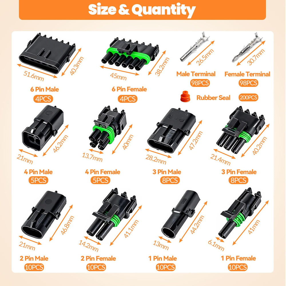 Seamaka 1-pin connector set ensures precise fits for quick repairs.