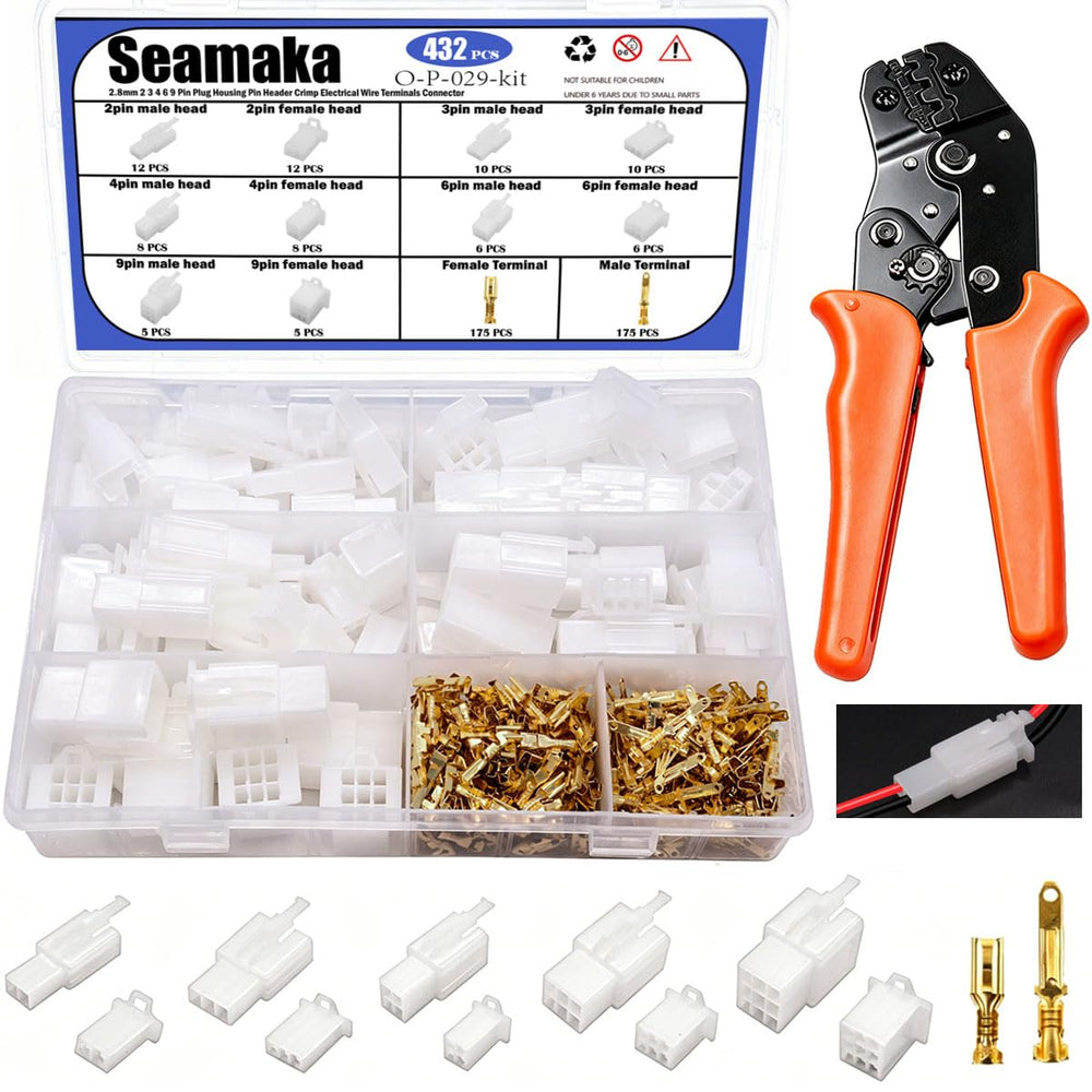 Seamaka 432pcs automotive wire connectors kit 2.8mm for organized repairs and reliable connections.