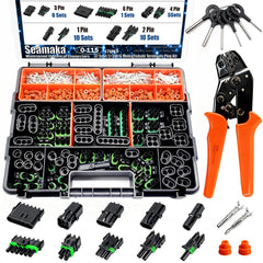Seamaka 476pcs 37 kits waterproof connector set for versatile automotive wiring projects.
