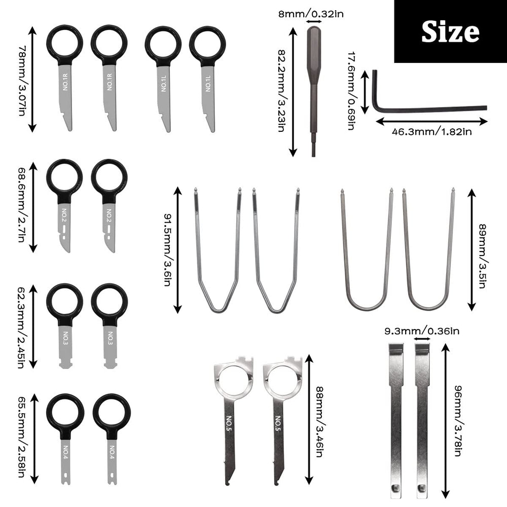 Seamaka steel tools set for durable, precise disassembly of radios and dashboards.