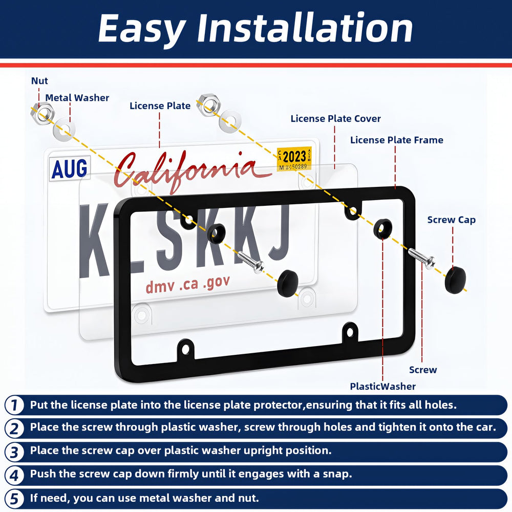 SEARART license plate cover polycarbonate durability resists weather and yellowing.