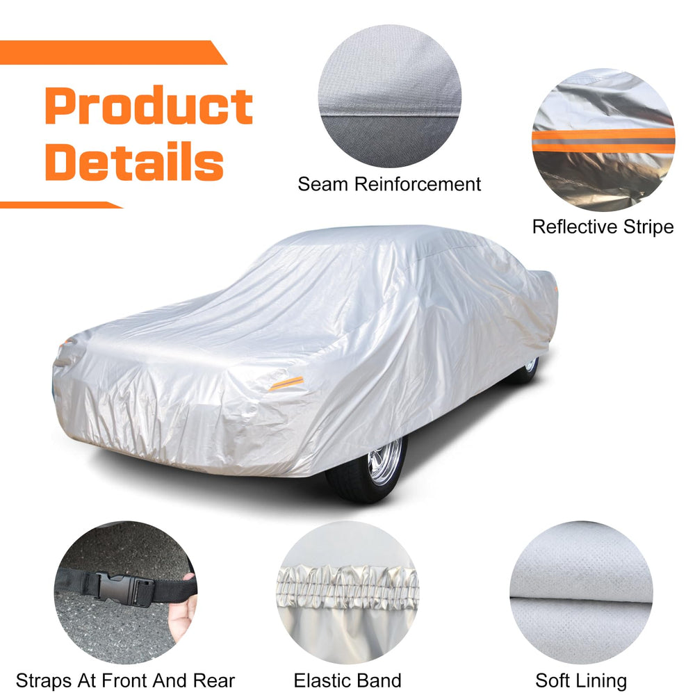 SEAZEN custom-fit Mustang cover outdoors under sun protecting the car.
