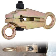 SEBLAFF auto body pull clamp in use repairing a dent with controlled tension.