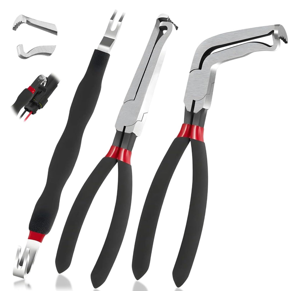 SecureElastic 60-degree angle pliers for easy disconnects in tight automotive spaces.