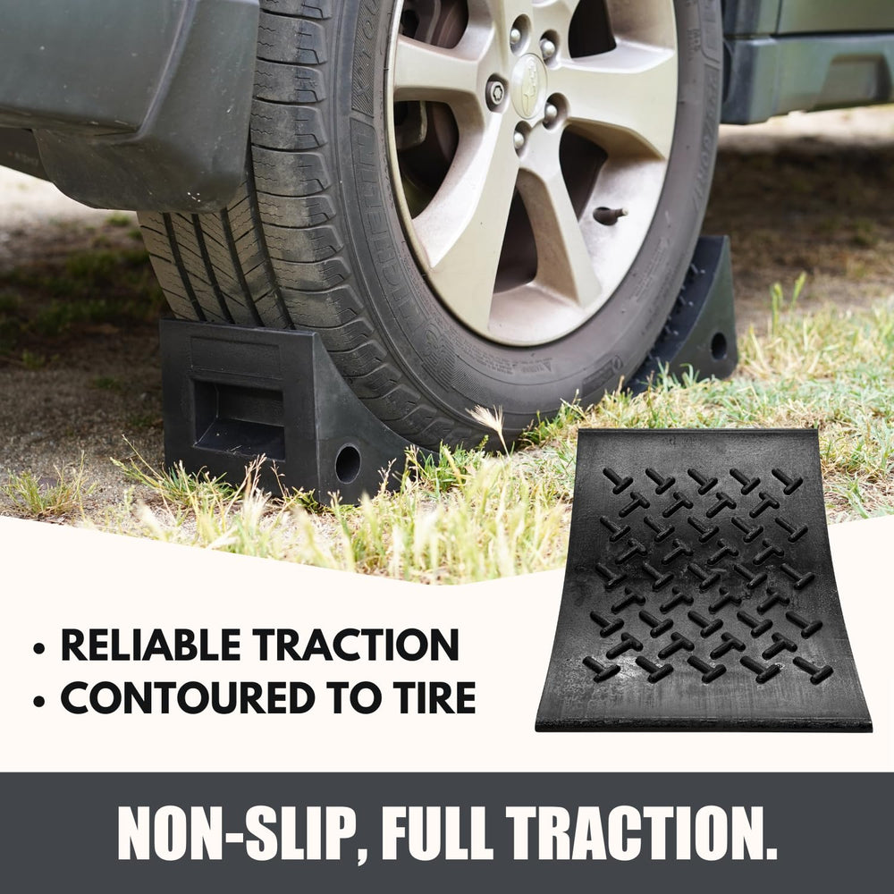 SECURITYMAN wheel chocks with molded grab handle for easy positioning.