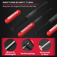 SEDY wheel stud and spark plug threads restored with durable carbon steel tools