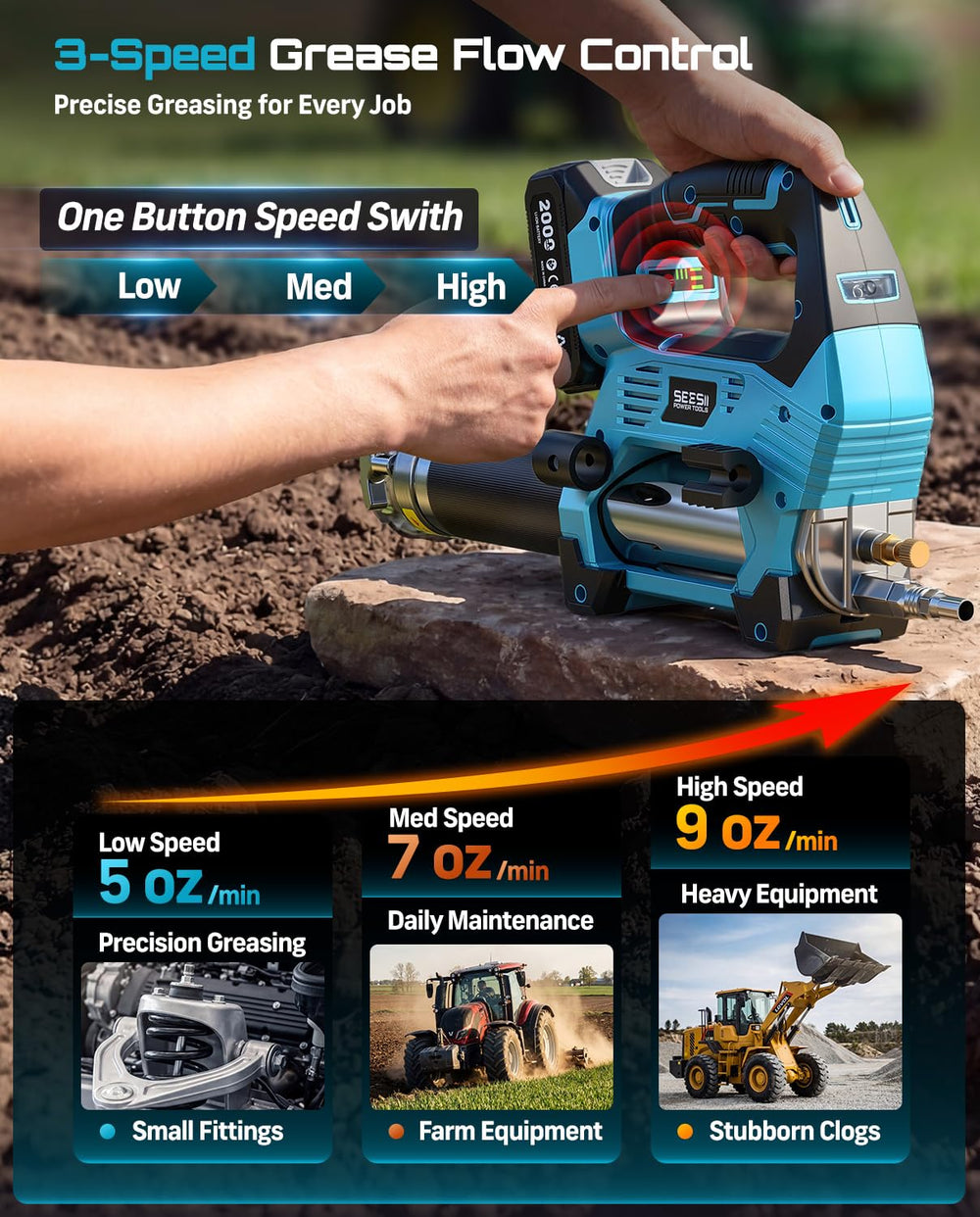 Seesii 39.4-inch hose and 90-degree adaptor reach tight spaces effectively.