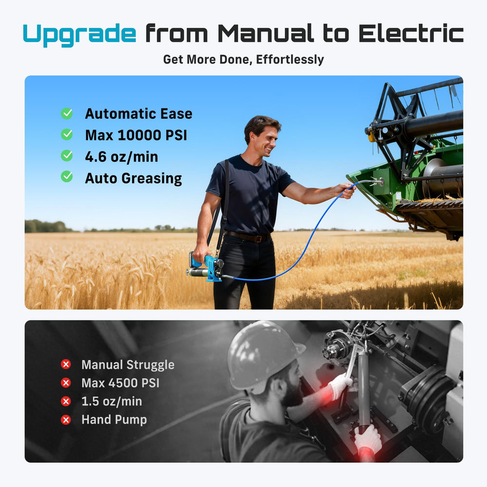 Seesii grease gun with long hose designed to reach tight spots